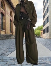 ZARA ZW COLLECTION PLEATED SZ S,M,L,XL VOLUME PANTS Olive green  9264/041/515