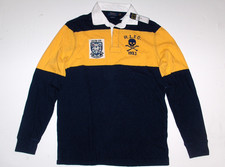 POLO RALPH LAUREN Men Lightweight Classic Fit Skull Patch Rugby Shirt NAVY, GOLD