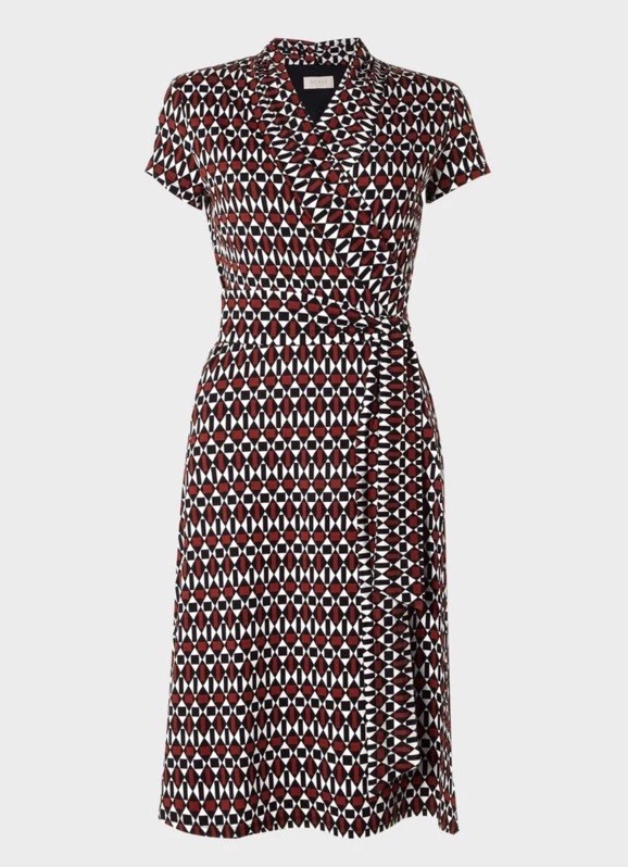 Hobbs London Geo Print April Wrap Dress Size 12