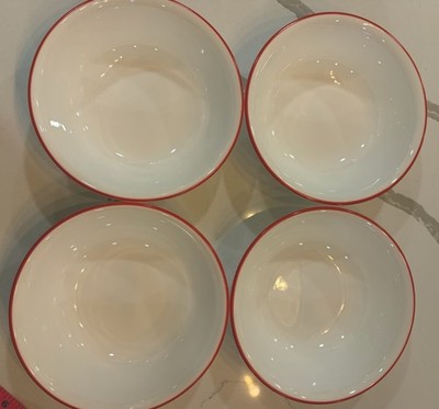 Corelle Red Paisley Salad Soup Bowls Set Of 4 Retired Pattern 6 1/4 Inches USA