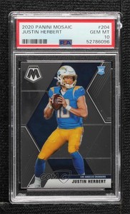 2020 Panini Mosaic Rookies Justin Herbert #204 PSA 10 GEM MT Rookie RC