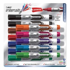 BIC  Low Odor and Bold Writing Dry Erase Marker, Chisel Tip, Assorted, Dozen