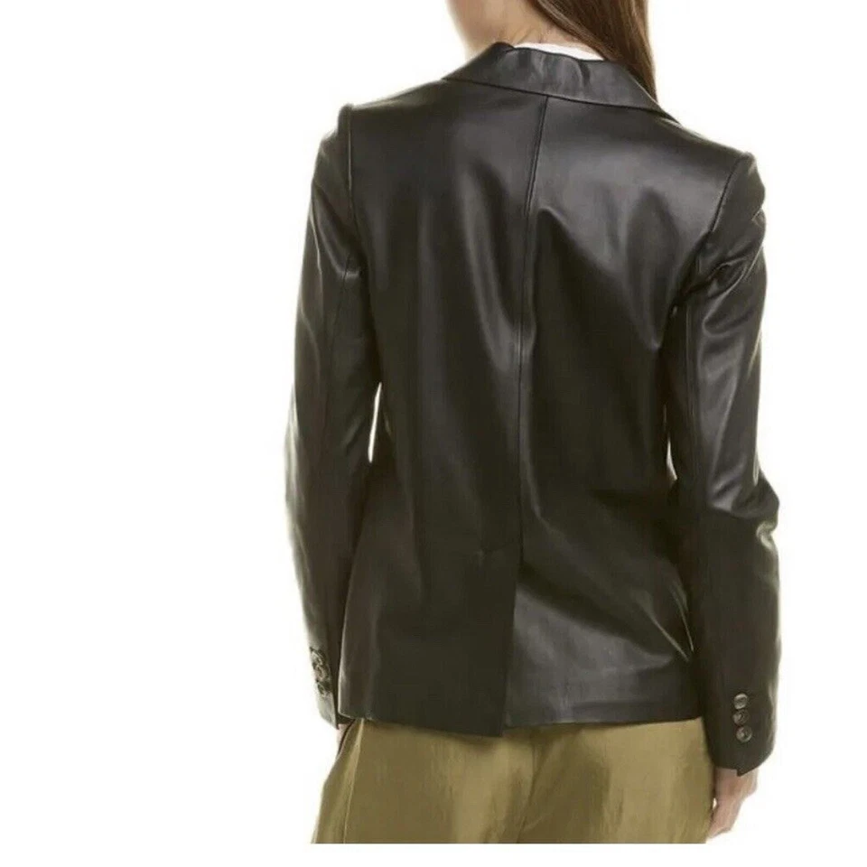 Blazer de cuero Vince Jacket se vende por $995 para mujer talla 10 negro Foto 3 de 4