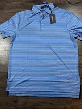 RLX Ralph Lauren Polo Shirt Blue Wicking Stretch Golf 5/15 Mens Large 110 NWT