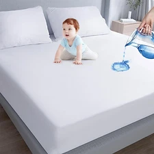 Waterproof King Size Mattress Protector, Smooth Top Fitted Sheet, Polyester