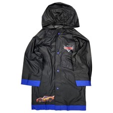 Boys Black Red Cars Lightning McQueen Rain Jacket Snap Front Coat