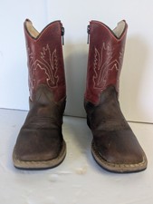 Old West Childrens Cowboy Boots, Red Brown,8.0D, Square Toe,Max S