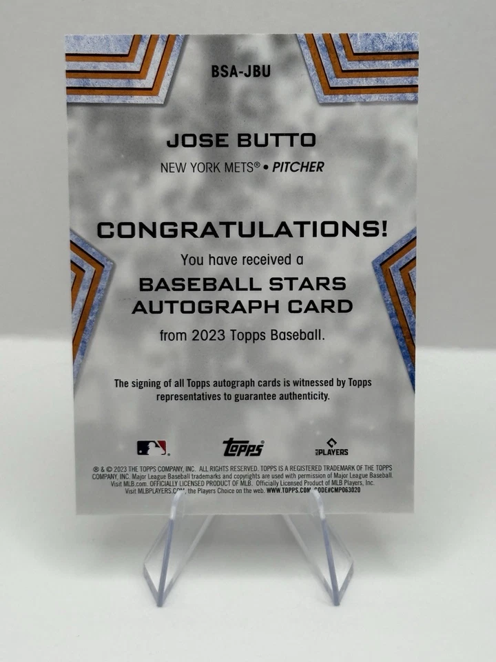 2023 Topps Series 2 - Baseball Stars Autographs Jose Butto #BSA-JBU (AU, RC) - Image 2 of 2