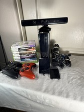Xbox 360 250GB Console Kinect Bundle 2 Controllers Power Supply 9 Games