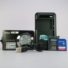 Nikon Digital Camera Coolpix S210 8.0MP Black Tested Full Working Set *Read*