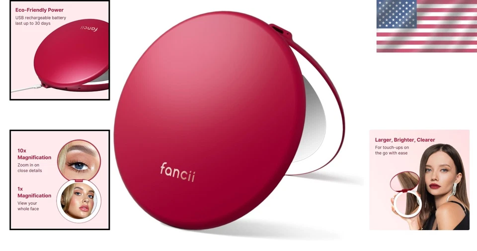 Compact Mirror for Purses - LED Lighted Travel Makeup Mirror - Image 2 of 4