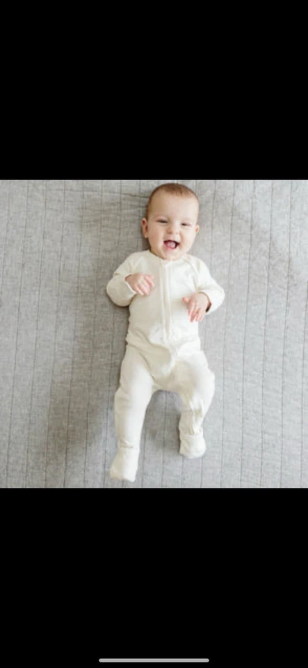 Goumi Baby Bamboo Organic Cotton Size 0-3 Months Footie Zippy Sleeper Cloud NEW - Image 3 of 4