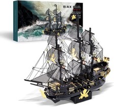 Gift 3D Puzzles for Adults, Black Pearl Pirate Ship Metal Model Kits