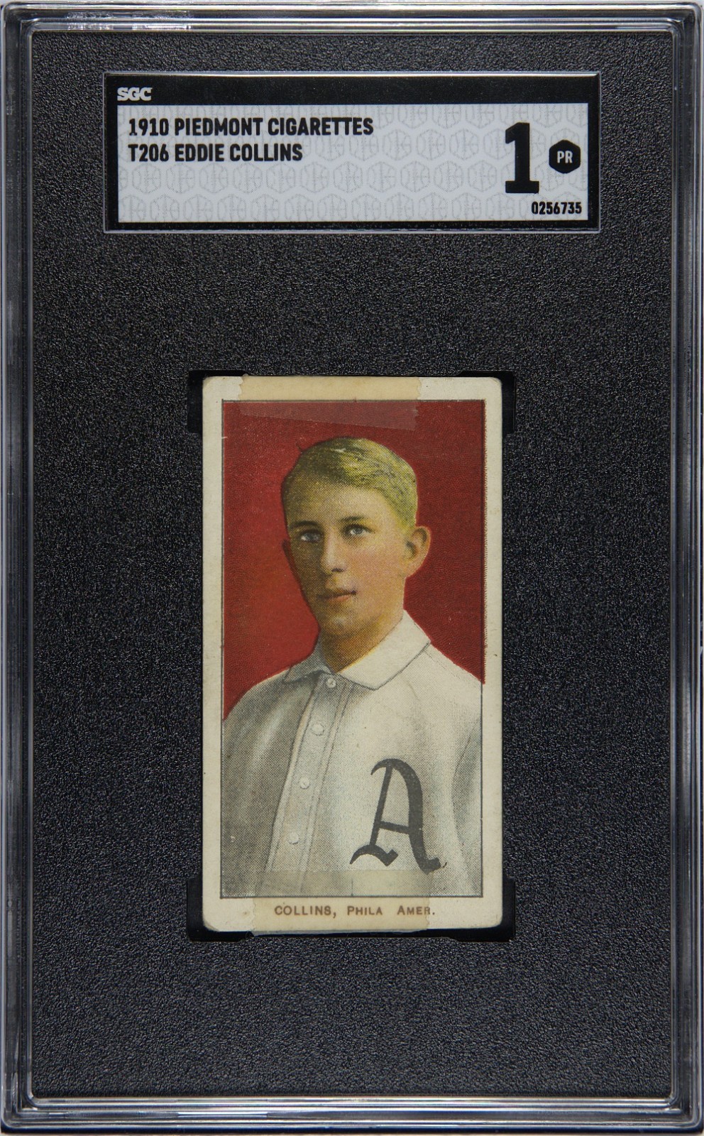 1910 T206 EDDIE COLLINS SGC 1 PR HOF Piedmont 350 Cert #0256735