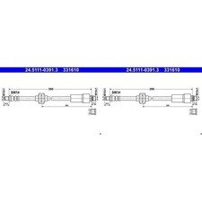 2X ATE BREMSSCHLAUCH BREMSSCHLÄUCHE 390mm VORNE passend für CHEVROLET AVEO