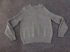 Vintage Lord Jeff Sweater Mens Medium Gray Cable Knit Crewneck Made USA Orlon