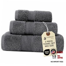 Boulevard Series 3-Piece Mix Size Luxury Bathroom Towel Set - Silver Grey