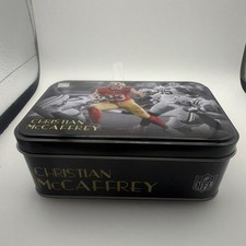 100 Random Cards and Christian McCaffrey San Francisco 49ers NFL Metal Card Tin