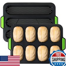 TOPZEA Set of 2 Silicone Baguette Pan French Bread Bake Mold for Oven