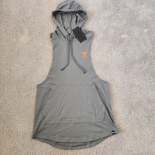 Under Armour Project Rock Sleeveless Hoodie Payoff Gray/Orange Men's Sz S