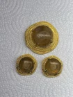 Large Beige( ?) Swirl Milk glass(?) Brooch/earring Set Vintage