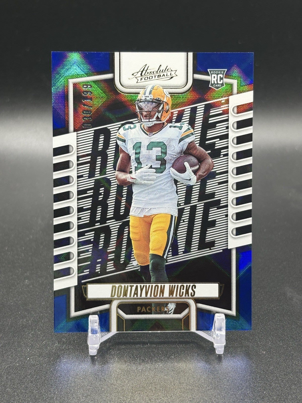 2023 Panini Absolute - Rookies Dontayvion Wicks #199 Blue Diamonds /199 (RC)