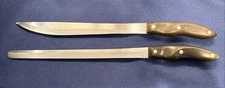 CUTCO 1023 Serrated Edge Carving Knife & 1024 Bread Knife - Brown Swirl Handles