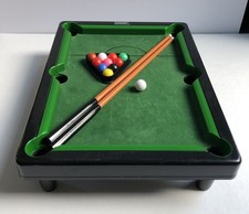 Vtg Miniature Pool Table Billiards Set with Balls  Cue Sticks Rare 12  