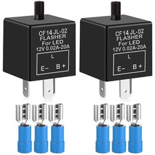 Gebildet 2 pieces 12V 3 Pin Electronic LED Flasher Relay 0.1W-150W Black-12v