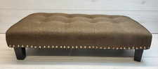 WarmieHomy Brown Tufted Fabric Footstool Ottoman Studded Detail Low Coffee Table