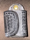 Aker 564 Key Pouch Basketweave Finish Black Leather w/ Yellow Brass Snap — photo 1