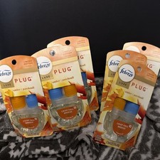 4 PACKS Febreze Luxe PLUG Amber Patchouli Crisp Fall Breeze Scented Oil Refill