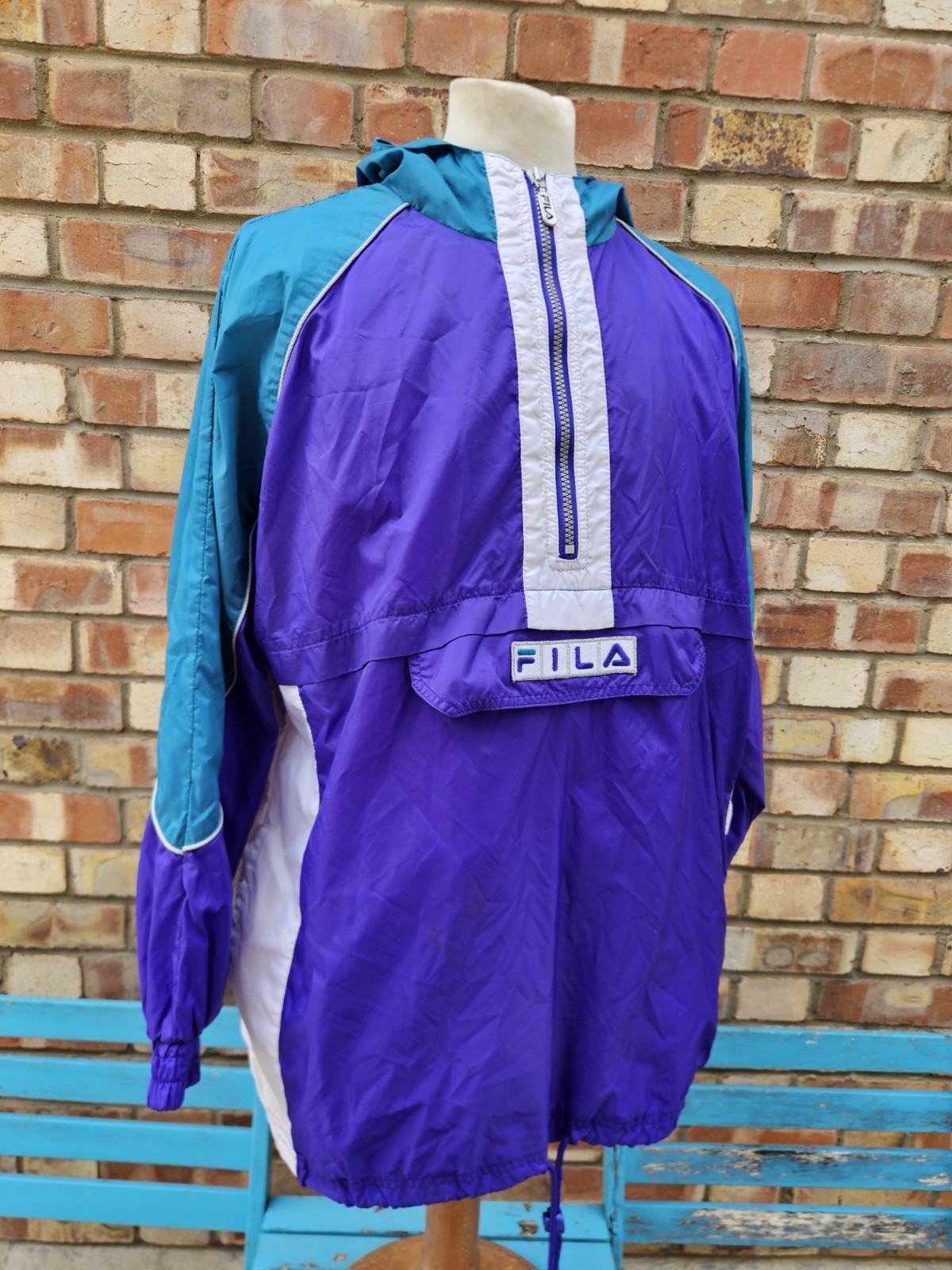 Fila Competition Jacket Quarter Zip Pullover Retro Vintage Hooded Smok UK Sm image 8