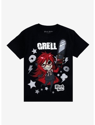 Black Butler Grell Sutcliff Chibi Anime T-Shirt Vintage Graphic Tee
