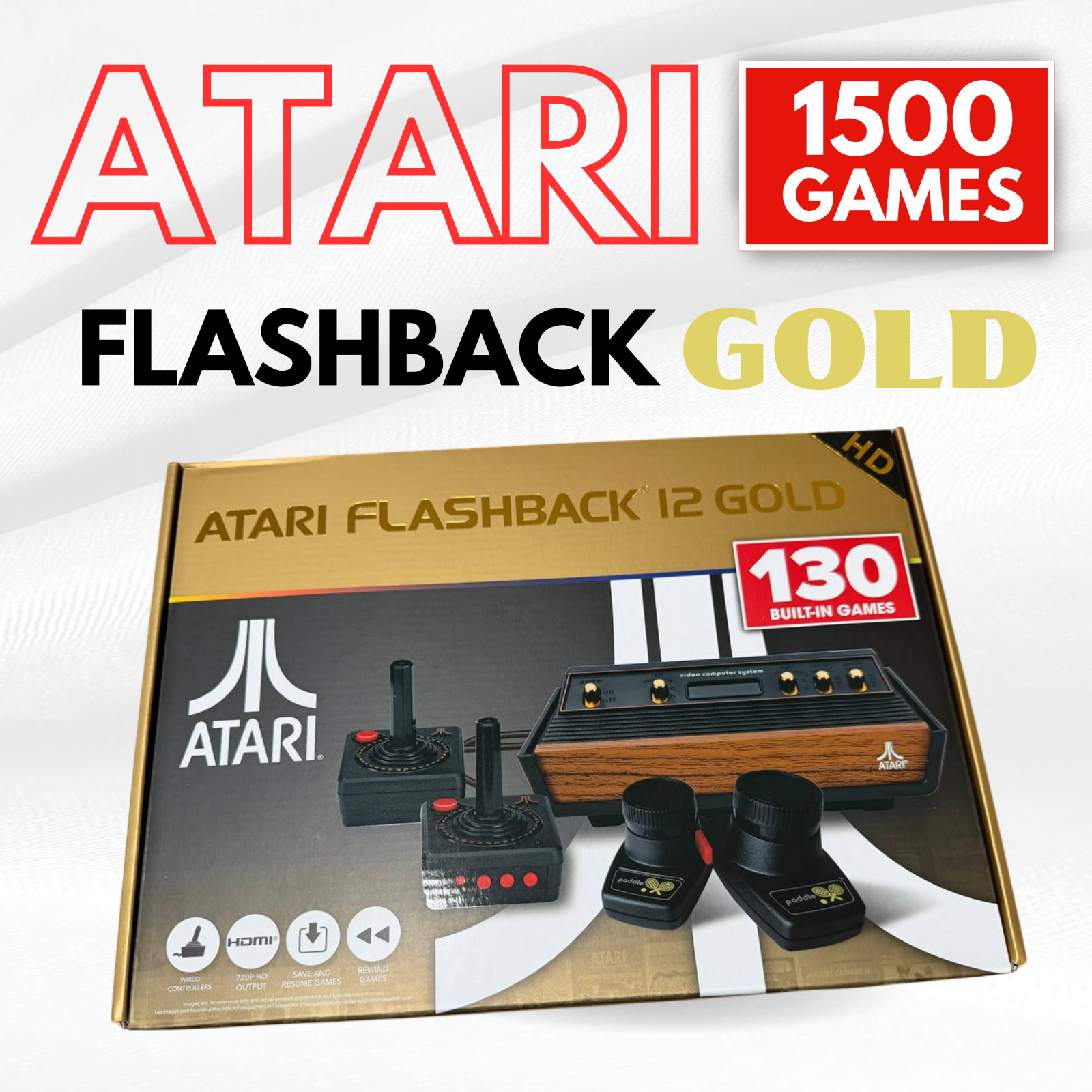 Atari Flashback 50 Anniv. Gold HDMI Console by AtGames 1500 Games with ...