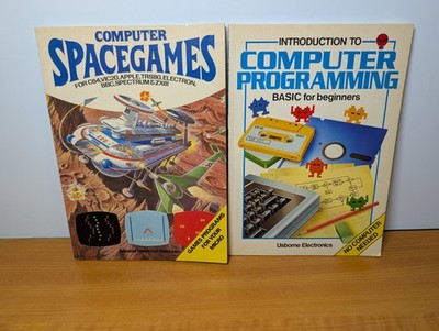 Vintage Usborne Computer Books x2 Spacegames & Programming BASIC C64 ZX Spectrum