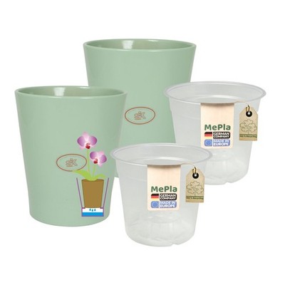 MePla - 2 Stück - Orchideenübertopf Merina + Planztopf