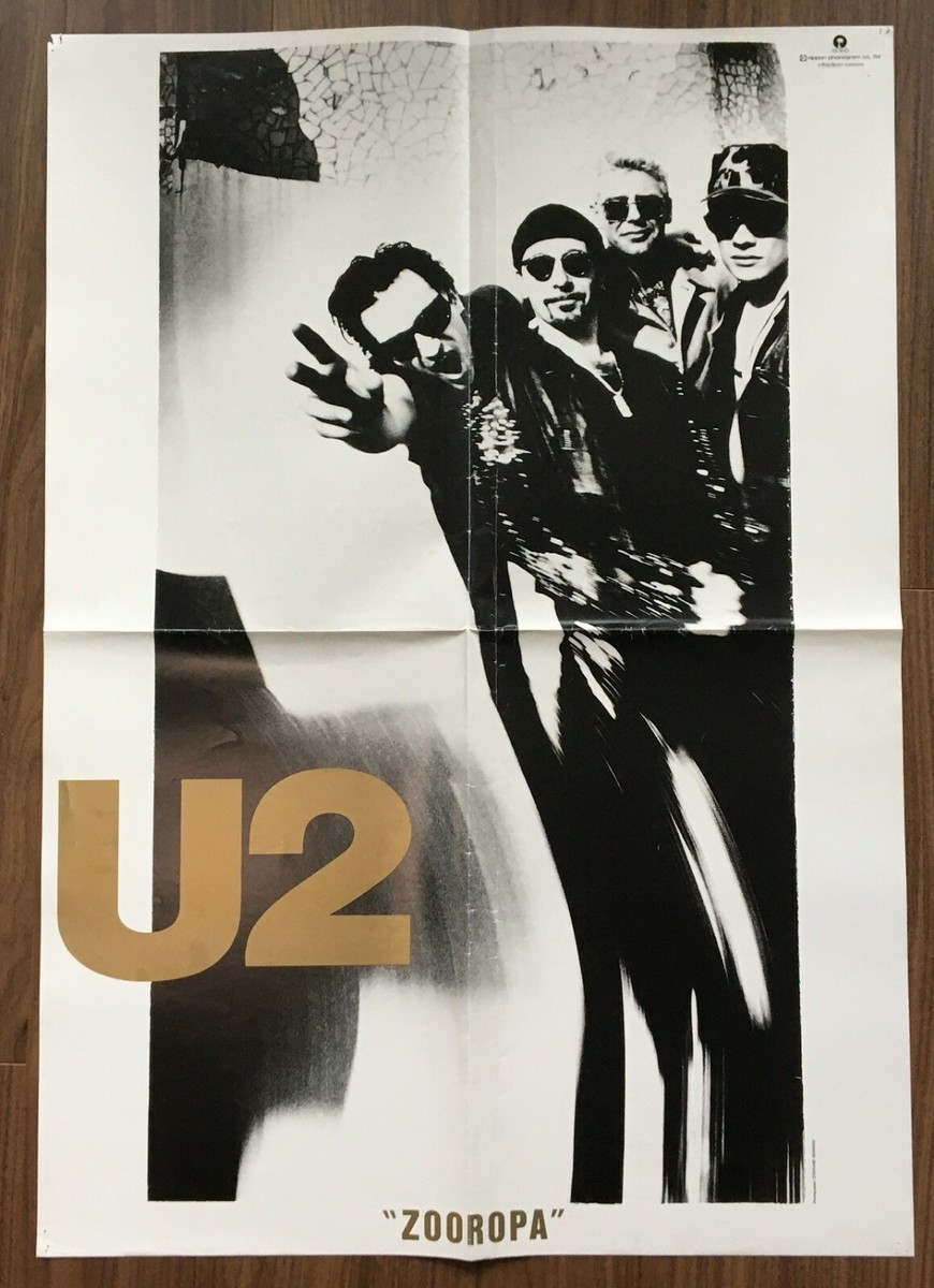 $0 ship! U2 JAPAN PROMO POSTER Zooropa DAMAGED/FOLDED big 84x59 cm