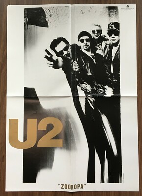 $0 ship! U2 JAPAN PROMO POSTER Zooropa DAMAGED/FOLDED big 84x59 cm