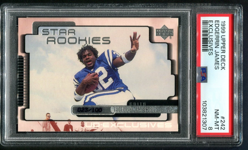 1999 Upper Deck Edgerrin James Exclusives RC 23/100 PSA 8 NM-MT HOF - 第 1/2 張圖片