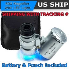 60X Magnifying Loupe Jewelry Jewellers Pocket Magnifier  Eye Glass Led Light