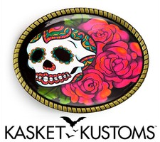 Skull and Roses Belt Buckle - Mexican Day of the Dead Tattoo Belt Buckle - 77