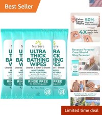 Nurture XL Waterless Bath Wipes for Sensitive Skin - 40 Disposable Cloths