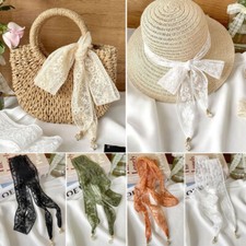 Lace Ribbon Headbands Floral Embroidered Sun Hat Lace Trim Braids Headband  