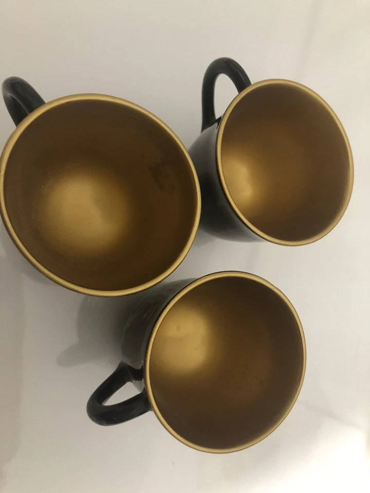 JUEGO DE TAZAS Y PLATILLOS DE MADERA LACADA JAPONESES DEL PERÍODO OCUPADO VINTAGE DE LOS AÑOS 40 / 3 Foto 4 de 4