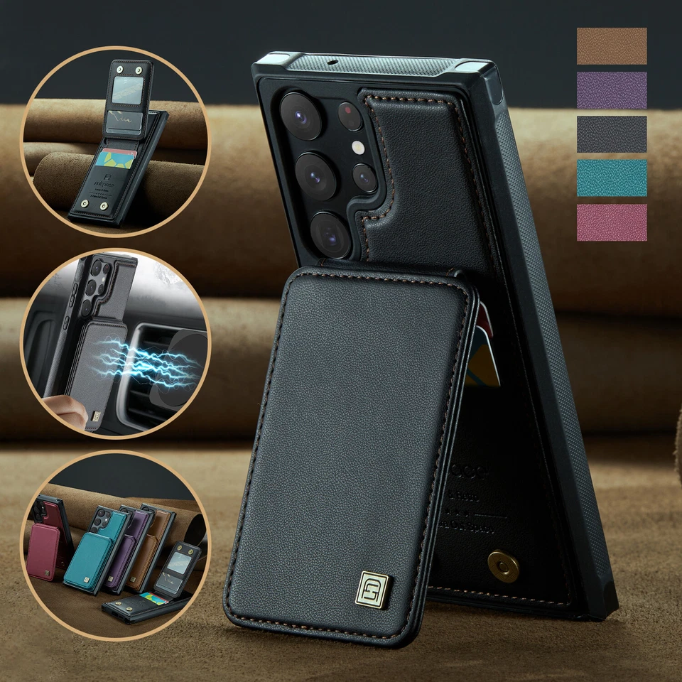For Samsung Galaxy S25 S24 S22 S23 Ultra Case Leather Skin Card Slots Cover Case - Image 3 of 4