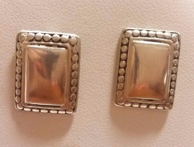 STERLING SILVER stud  RECTANGLE EARRINGS  style .… - image 2