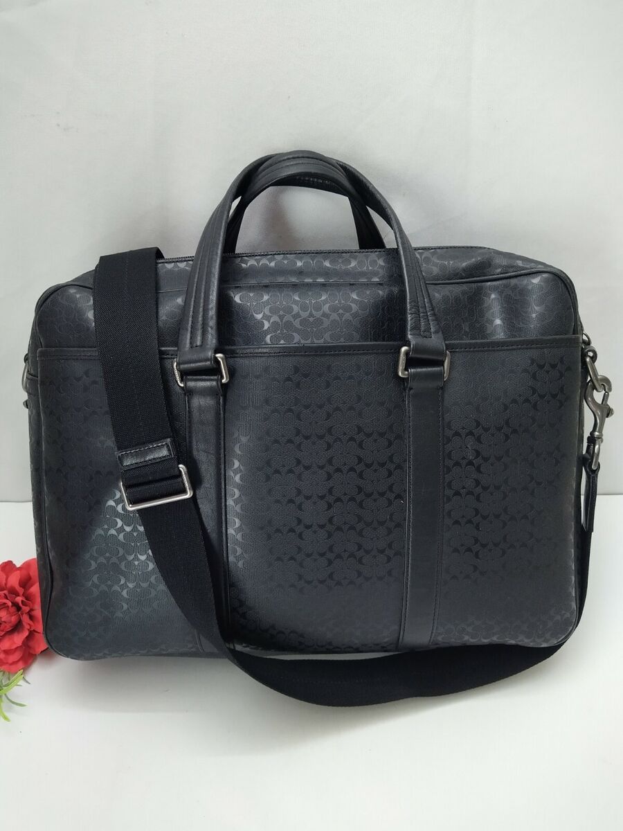 Coach Men's Business Bag Micro Signature Black PVC Razor Coach Men's Business Bag Micro Signature Black PVC Razor