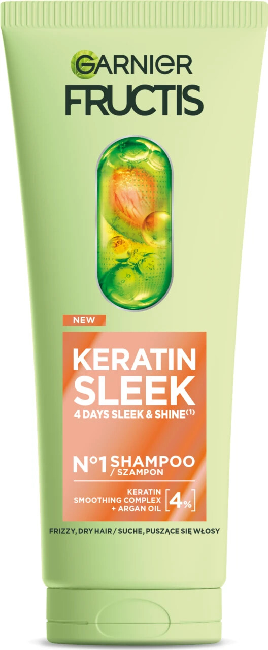 Garnier Fructis Keratin Sleek Shampoo Sleek & Shine Smoothing Argan Oil 200ml