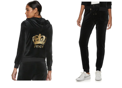 juicy couture black velour tracksuit